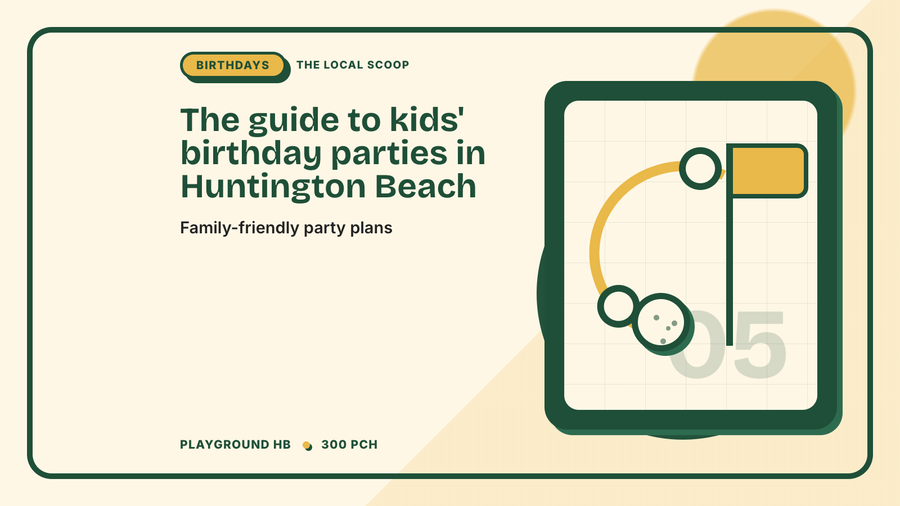 Local Scoop graphic for kids birthday parties in Huntington Beach